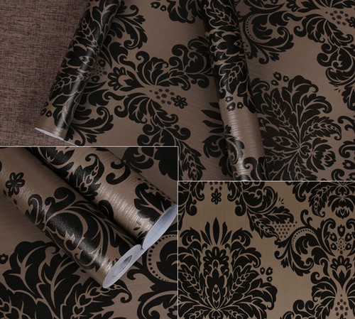 Black damask peel and - peel, stick