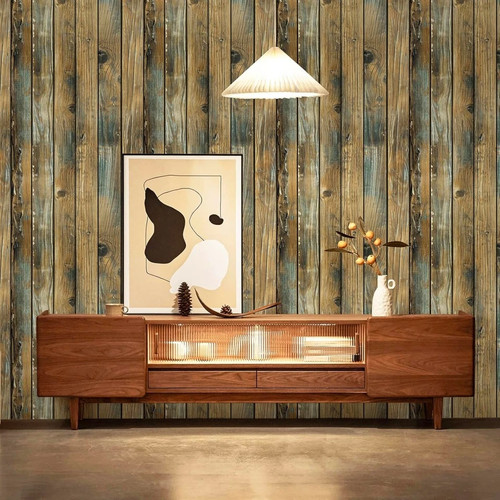 Wood grain wallpaper self - wood,