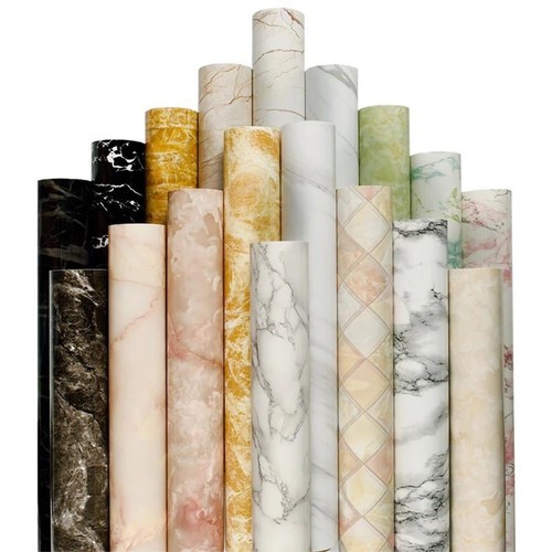 Pvc marble kitchen wallpaper - pvc,